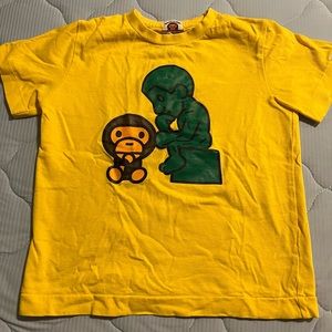 Bape Baby Milo thinking with thinker statue shirt